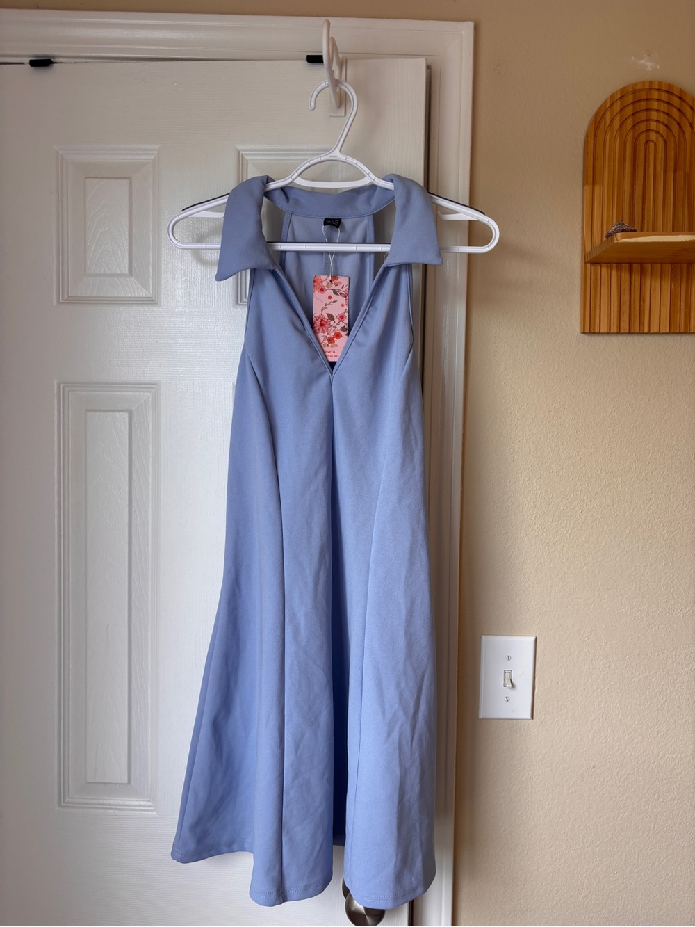Light Blue Sleeveless Collared Dress